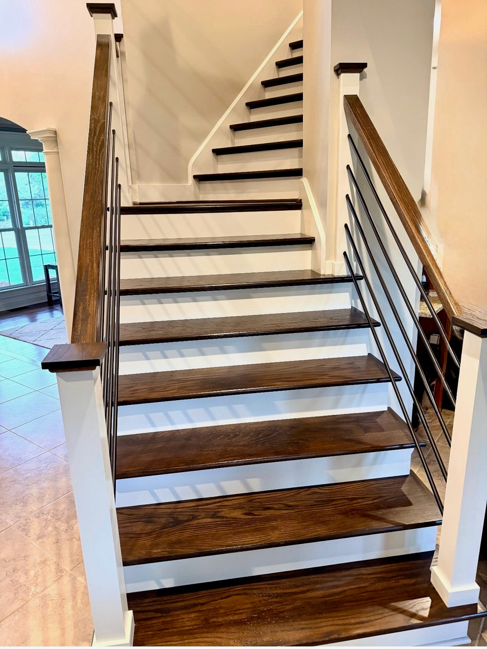Finished wood staircase