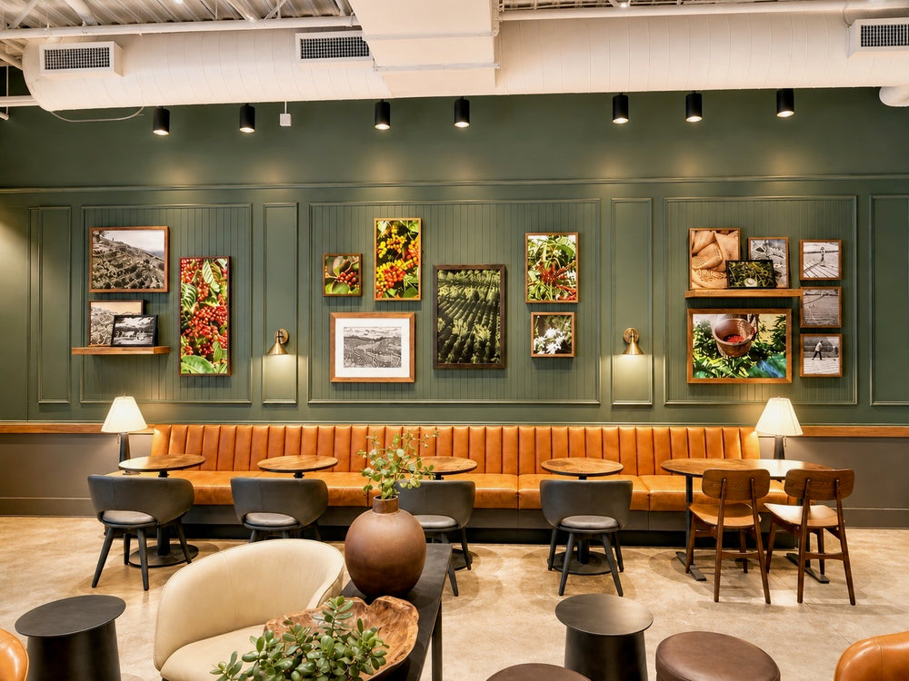 Paneled café seating area