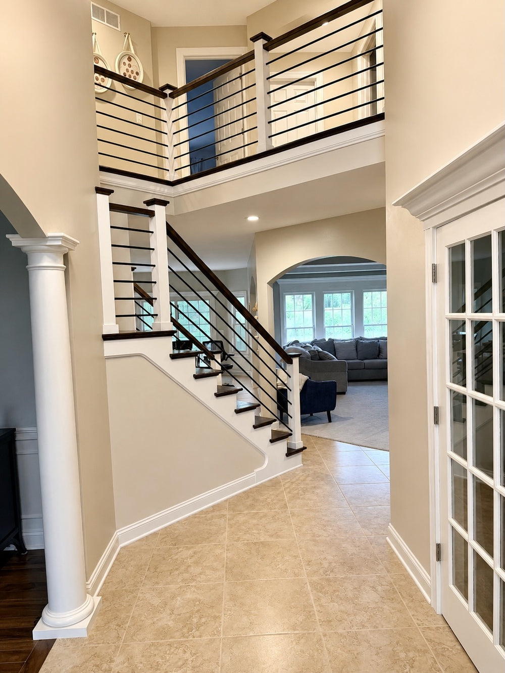 Staircase and black railing