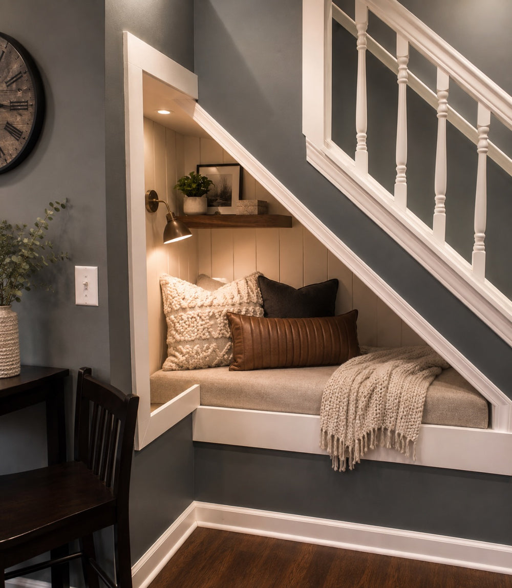 Under-stair seating nook